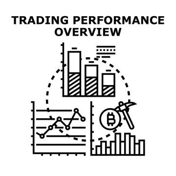 Trading performance overview with cryptocurrency mining analytics Stock Illustration