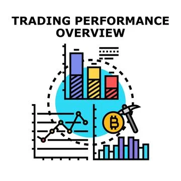 Trading performance overview with cryptocurrency mining analytics Stock Illustration