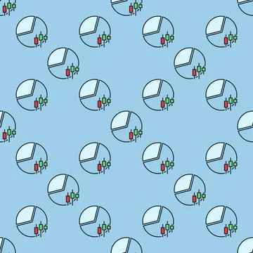 Trading Pie Chart vector financial statistics colored seamless pattern イラスト素材