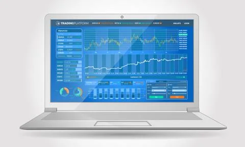 Trading Platform Interface With Infographic Elements 스톡 일러스트