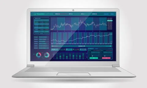 Trading Platform Interface With Infographic Elements Illustrazione stock
