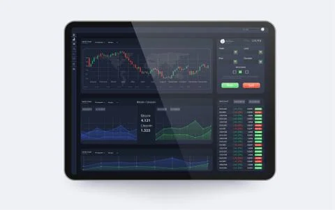 Trading platform interface with infographic elements. Trade UI, great design  스톡 일러스트