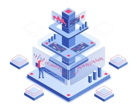 Trading platform isometric vector illustration Stock Illustration