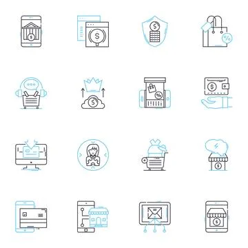 Trading platform linear icons set. Interface, Functionality, User-friendly Stock Illustration
