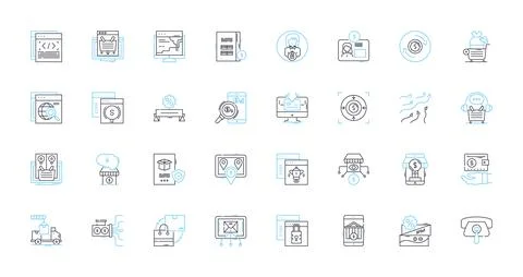 Trading platform linear icons set. Interface, Functionality, User-friendly Stock Illustration