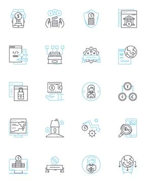 Trading platform linear icons set. Interface, Functionality, User-friendly Stock Illustration
