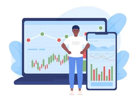 Trading platforms flat concept vector spot illustration Stock Illustration