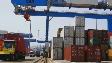 Trading port activity 4k Stock Footage 89965536