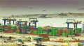 trading port, cargo,many trucks machinery vehicles close up activity HD Footage