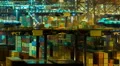 trading port ,logistics, crane activity, night timelapse HD Footage
