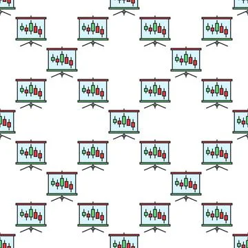 Trading Presentation vector colored seamless pattern Illustrazione stock