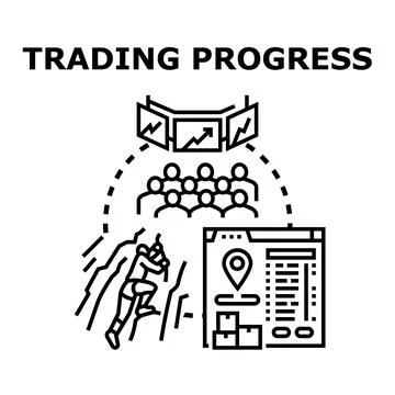 Trading progress strategy achieving financial market success Stock Illustration