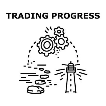 Trading progress strategy with pathway and guidance Stock Illustration
