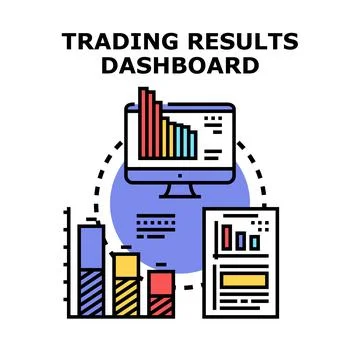 Trading results dashboard visualizing financial data analysis Stock Illustration