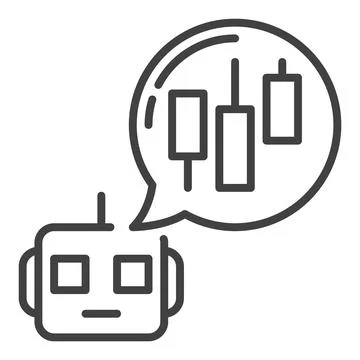 Trading Robot with Speech Bubble vector automation tools outline icon or symb Stock Illustration