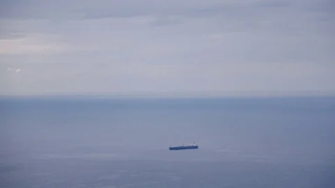 Trading ship and cloudy sky Stock Footage 76549804