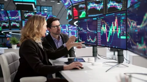 Trading Stocks On Computer Stock Footage 326946214