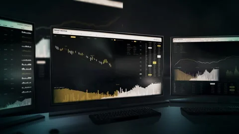 Trading valuable stocks using the modern digital finance operation system Stock Footage 247116271