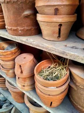 Tradisional pots on the ground Stock Photos
