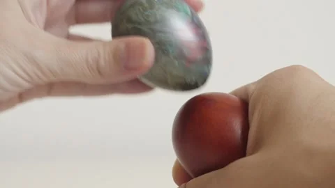 Tradition Easter egg tapping 4K close-up footage Stock Footage 90126876