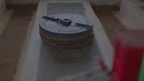 Tradition old stone hand  flour mills Video stock 226123866