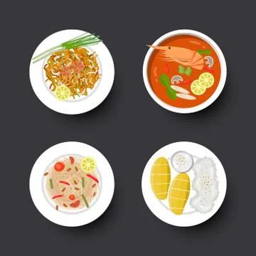Tradition Thai food set, vector illustration Stock Illustration
