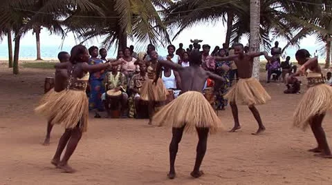 Traditional African Dance with Drum in Ghana Stock Footage