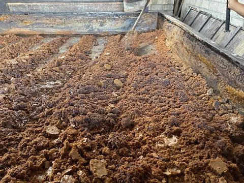 In the traditional and natural process of processing brown sugar Stock Photos