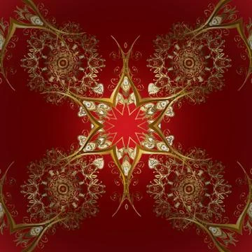 Traditional arabic decor on red, brown colors. Vector seamless pattern with flor 스톡 일러스트