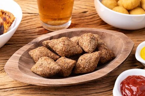 Traditional arabic fried tiny kibbeh. Typical brazilian snack Stock Photos