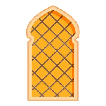 Traditional arabic window frame with ornamental lattice insert Stock Illustration