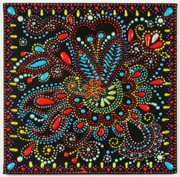 Traditional art point painting on black background イラスト素材