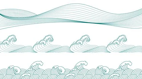 Traditional Asia line wave patterns Stock Illustration