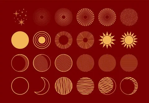 Traditional Asian celestial elements collection Stock Illustration