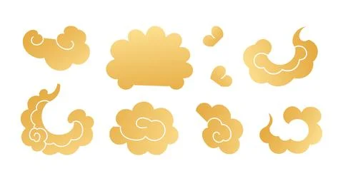 Traditional Asian fluffy cloud elements isolated Stock Illustration