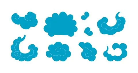 Traditional Asian fluffy cloud elements isolated 스톡 일러스트