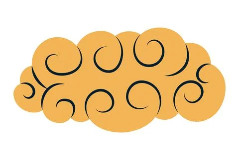 Traditional Asian fluffy rounded cloud flat hand drawn illustration. Stock Illustration
