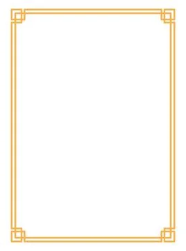 Traditional Asian geometric rectangular frame line art illustration. Stock Illustration