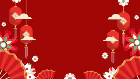 Traditional Asian Holiday Background Loop with Flat Design Stock Footage 320382707