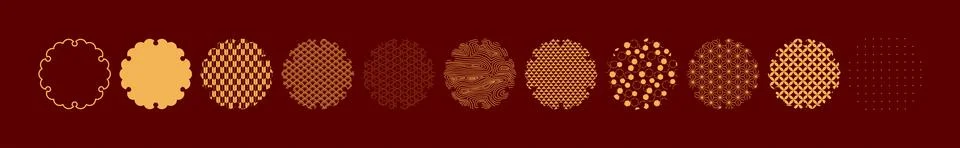 Traditional Asian patterns design elements set Stock Illustration