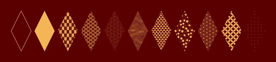 Traditional Asian patterns design elements set Stock Illustration
