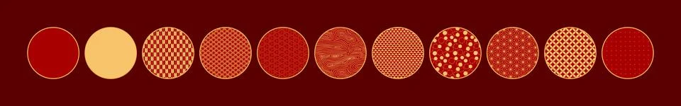 Traditional Asian patterns design elements set Stock Illustration
