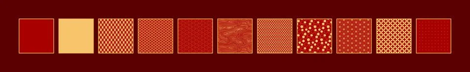 Traditional Asian patterns design elements set 库存插图