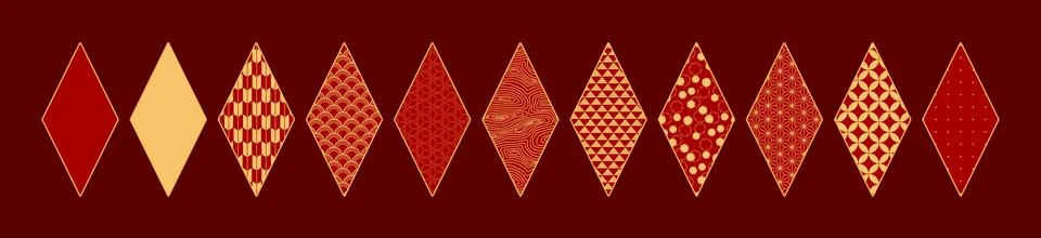 Traditional Asian patterns design elements set Stock Illustration