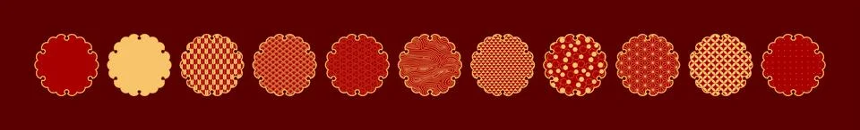 Traditional Asian patterns design elements set Stock Illustration