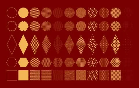 Traditional Asian patterns geometric elements set Stock Illustration