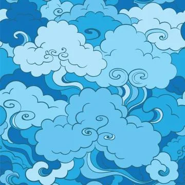 Traditional asian seamless pattern with clouds Stock Illustration