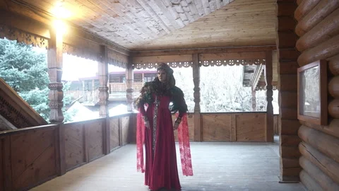 Traditional Attire Set in a Beautiful Rustic and Charming Landscape Vidéo 295124593