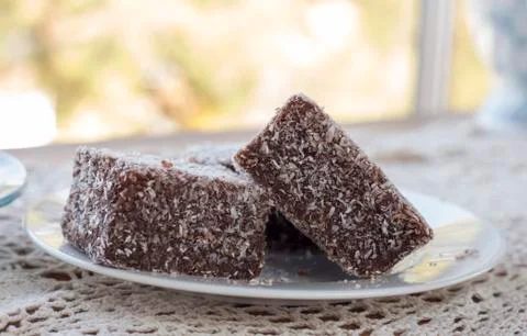 Traditional Australian Lamingtons Stock Photos