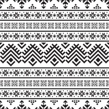 Traditional Aztec Pattern in black and white color for bakcground or frame Stock Illustration